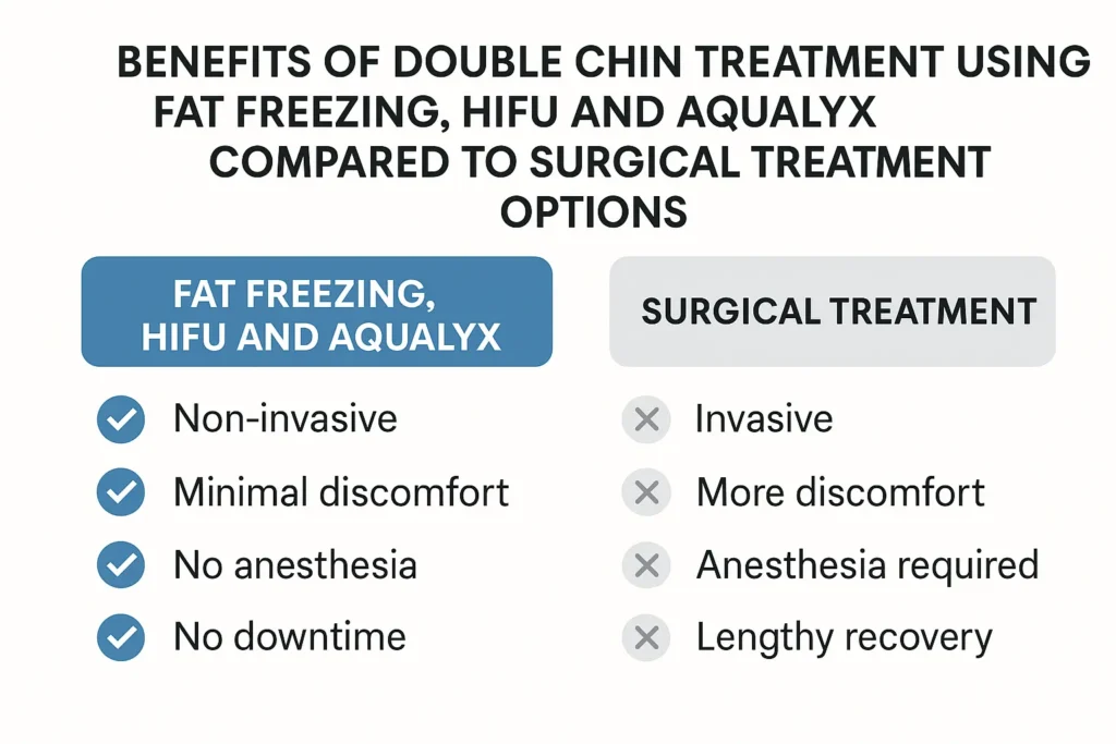 Graphic about the benefits of double chin treatment Kew - from LA LIPO