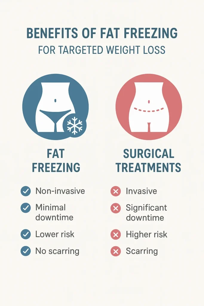 graphic showing the benefits of fat freezing Kew