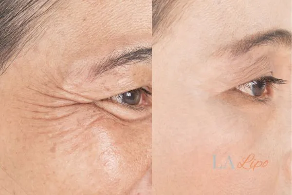 Before and after results of woman - HI-fu wrinkles reduction treatment Kew